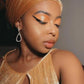 Gold velvet head wrap and dress in velvet for date night